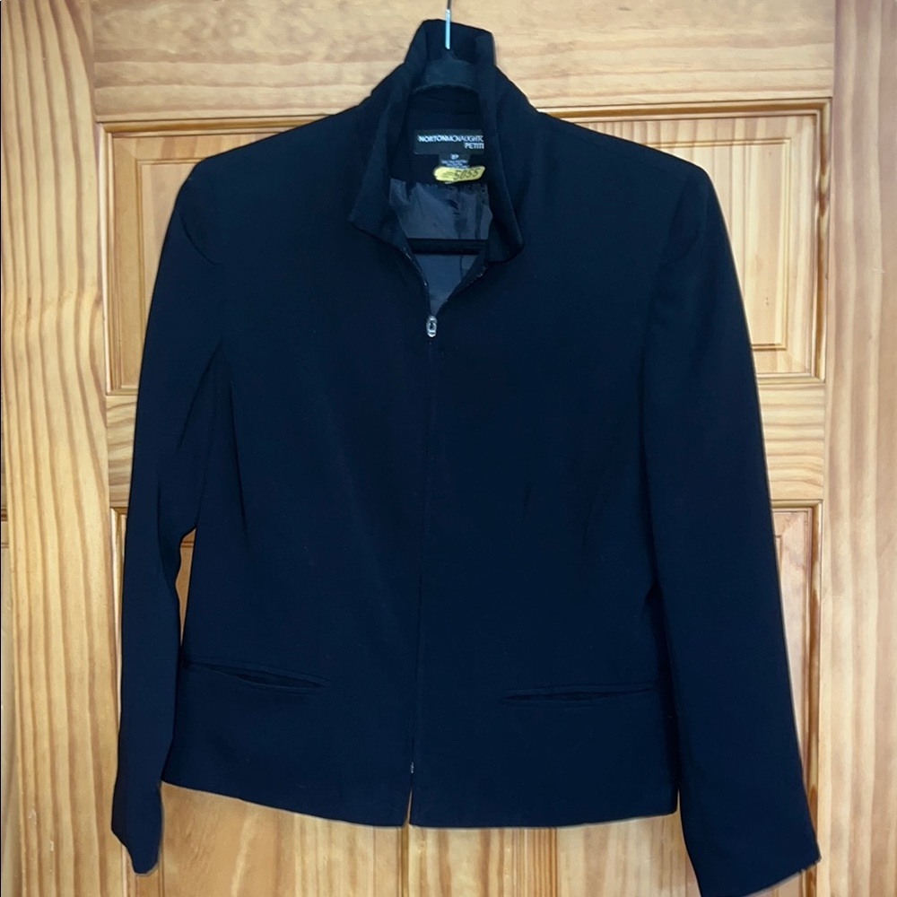 Norton McNaughton Black Women's Sip Up Collared Blazer [Size 8P]